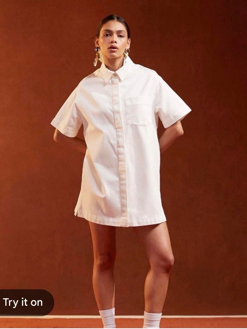 ASOS design white snap up mini shirt dress/ oversized shirt